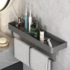 Bathroom Wall Shelf Water-Resistant Material | Modern Minimalist Style | Organizes Toiletries and Towels within Reach