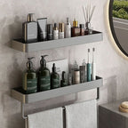 Bathroom Wall Shelf Water-Resistant Material | Modern Minimalist Style | Organizes Toiletries and Towels within Reach