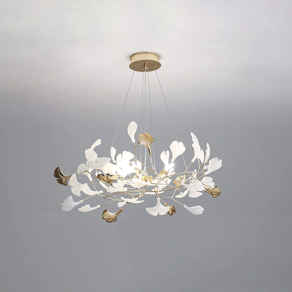 Jarn Suspension Feuille/Multi Moderne Métal/Céramique Doré/Blanc Salon - Neutralighting