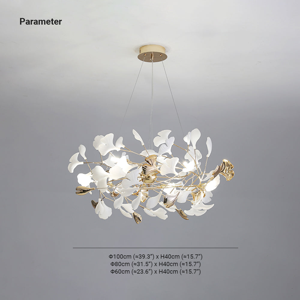 Jarn Suspension Feuille/Multi Moderne Métal/Céramique Doré/Blanc Salon - Neutralighting