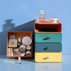 Stackable Storage Boxes Plastic | Modular Desktop Organizer for Office and Bathroom | Space-Saving Home Organization Solution