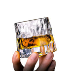 Rotating Whisky Glass Glass | Textured Ripple Effect | Aerating Swivel Base for Spirit Aroma and Flavor Profile Release