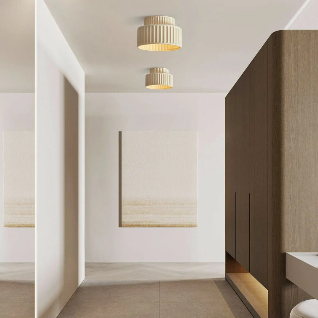 Minimalist Ribbed Ceramic Ceiling Light