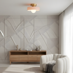French Bauhaus Ceiling Lamp – Geometric Glass Flush Mount Fixture