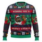 Unisex Funny Christmas Sweater – Screaming Cat Meme Graphic Holiday Pullover