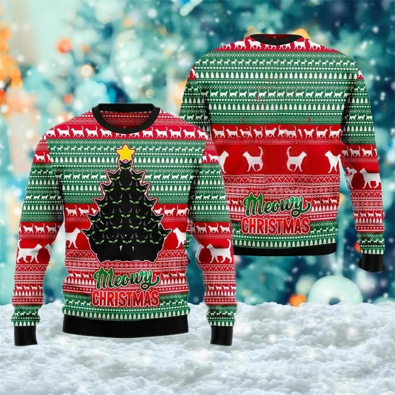 Unisex Dachshund Christmas Sweater – 3D Printed Funny Dog Holiday Jumper