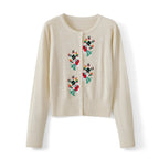 Women's Christmas Cardigan – Snowman Embroidery Button-Up Knit Sweater