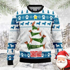 Women's Christmas Dachshund Sweater – Funny Dog Print Holiday Jumper