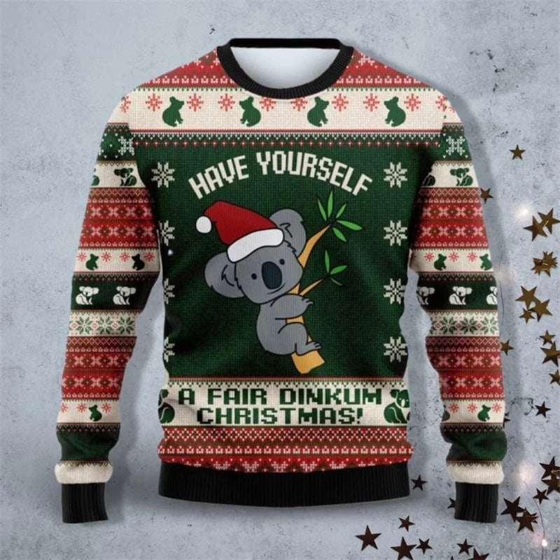 Unisex Dachshund Christmas Sweater – 3D Printed Funny Dog Holiday Jumper