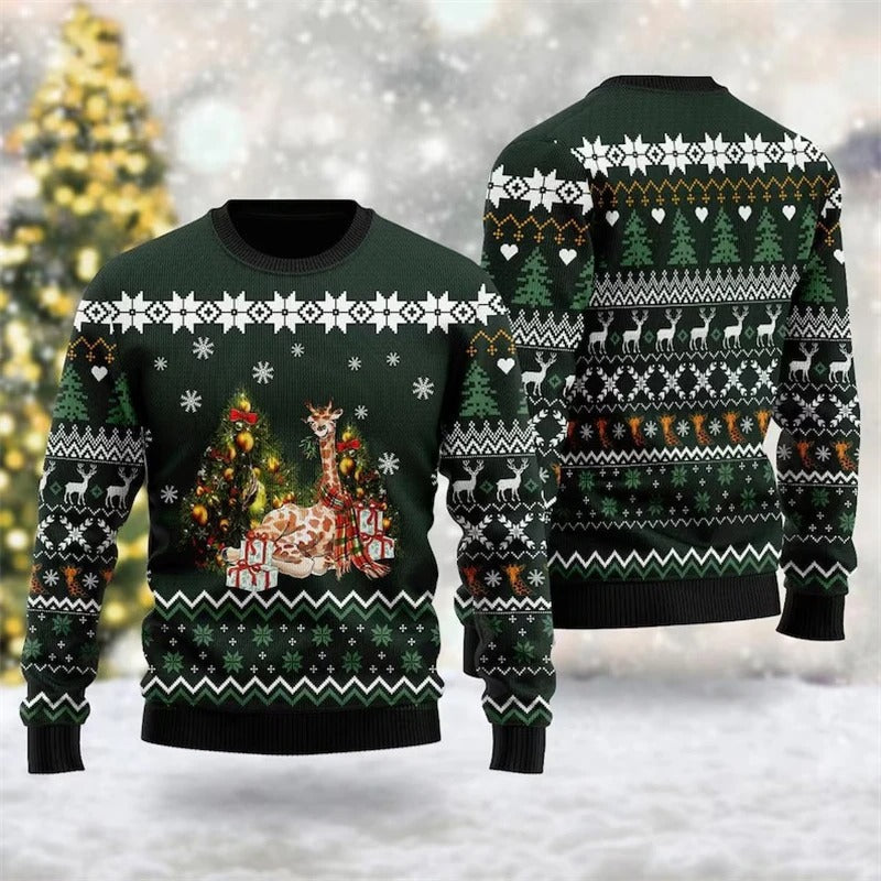 Unisex Dachshund Christmas Sweater – 3D Printed Funny Dog Holiday Jumper