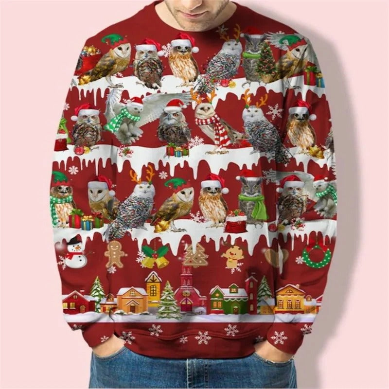 Unisex Dachshund Christmas Sweater – 3D Printed Funny Dog Holiday Jumper