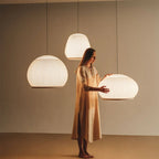 Japandi Ribbed Wood Pendant Light