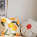 Citrus Embroidered Cushion Cover Fruit Pattern Throw Pillow Decorative Sofa Accent Cushion