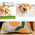 Citrus Embroidered Cushion Cover Fruit Pattern Throw Pillow Decorative Sofa Accent Cushion