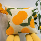 Citrus Embroidered Cushion Cover Fruit Pattern Throw Pillow Decorative Sofa Accent Cushion